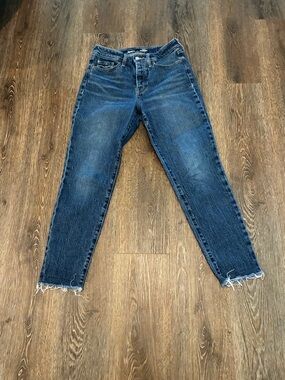 Old Navy Dark Blue High-Rise Cropped Jeans with Raw Hem